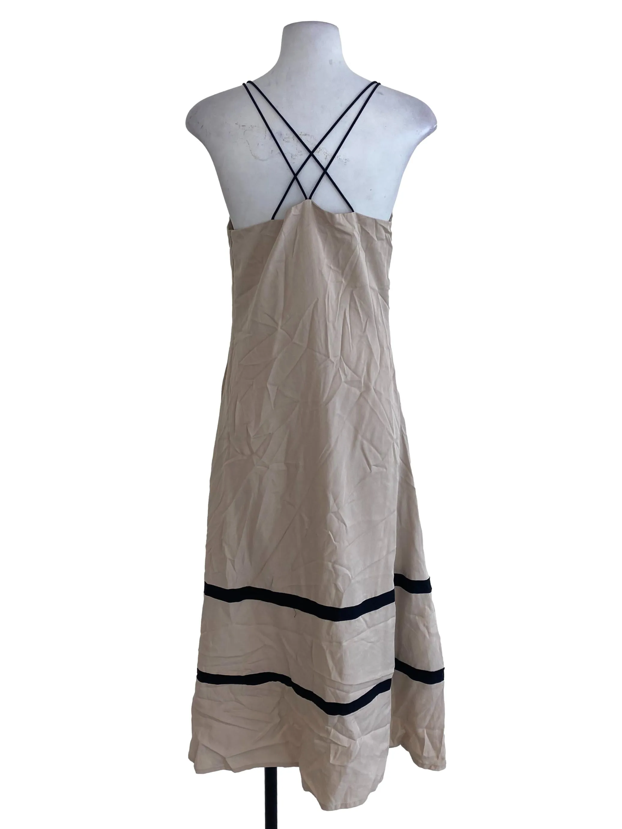 Brown Black Stripe Down Shift Dress