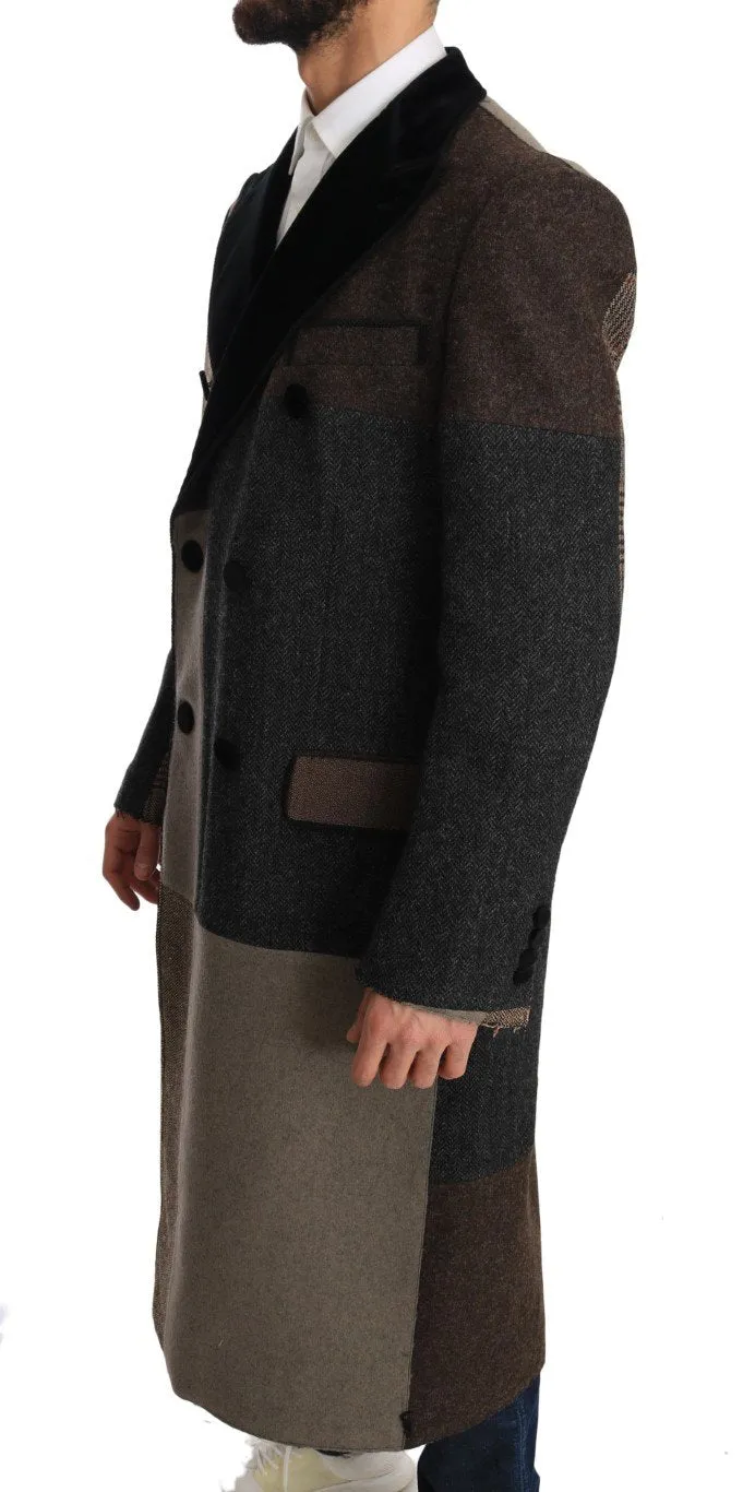 Brown Wool Double Breasted Jacket Coat