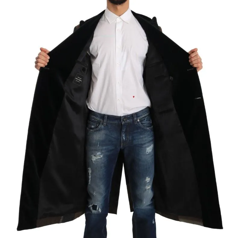 Brown Wool Double Breasted Jacket Coat