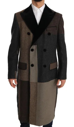 Brown Wool Double Breasted Jacket Coat