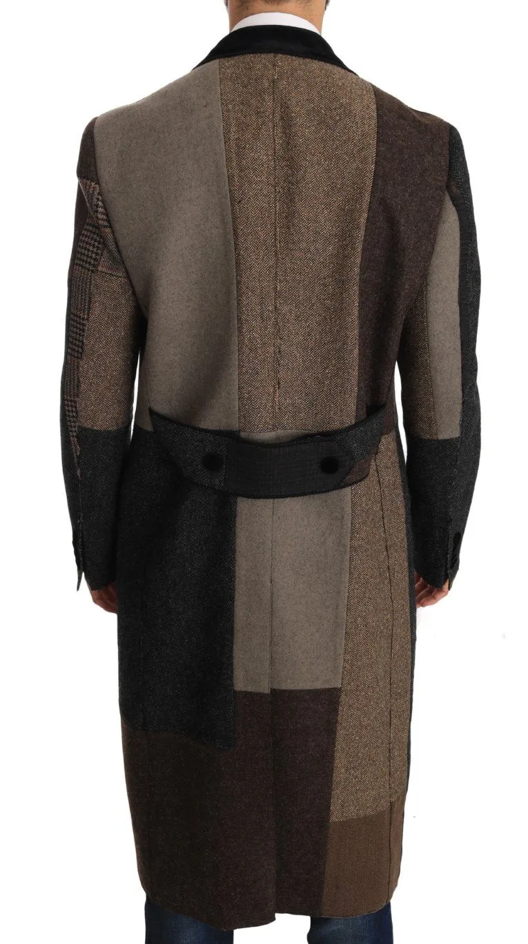 Brown Wool Double Breasted Jacket Coat