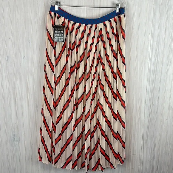 BY MALENE BIRGER ALVILAMMA PLEATED STRIPED MIDI SKIRT 44