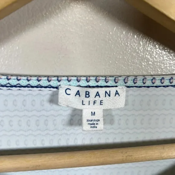 Cabana Life Embroidered Shift Dress Size Medium Blue Swim Cover Vacation Beach