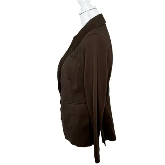 Cabi Academy Jacket #4120 Small Olive Green Zipper Sides Pockets Stretch