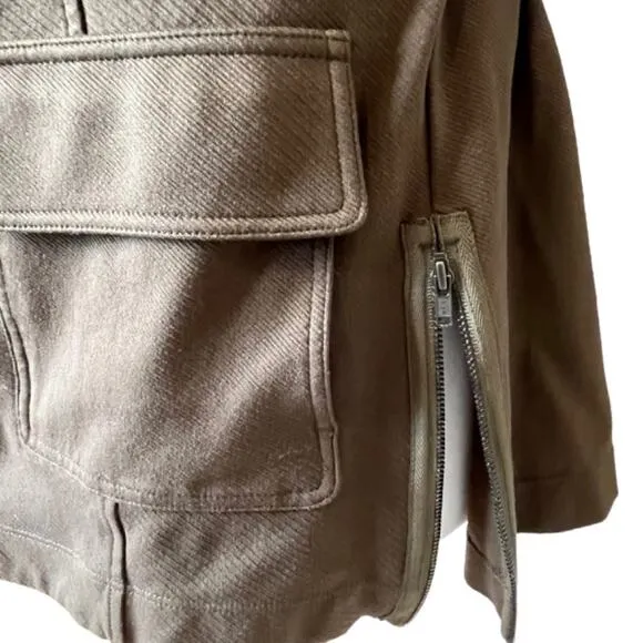 Cabi Academy Jacket #4120 Small Olive Green Zipper Sides Pockets Stretch