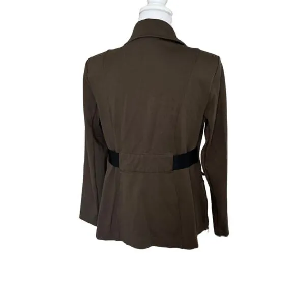 Cabi Academy Jacket #4120 Small Olive Green Zipper Sides Pockets Stretch