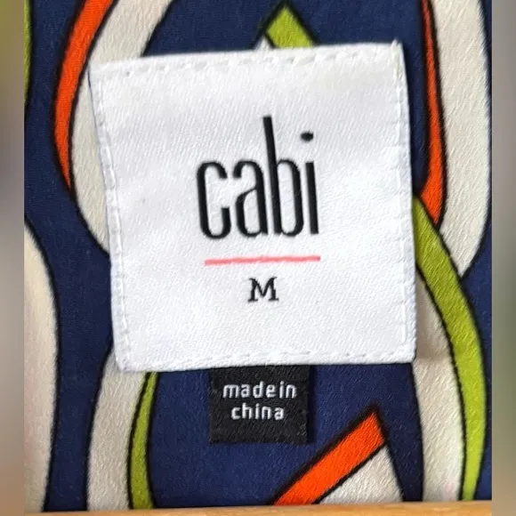 CAbi Amour blue interlocking heart print slvlss shift shirt dress SZ M