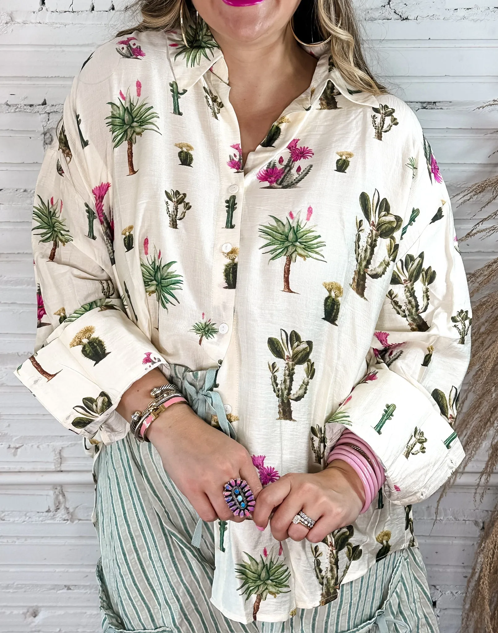 Cactus Lover Button Down Top
