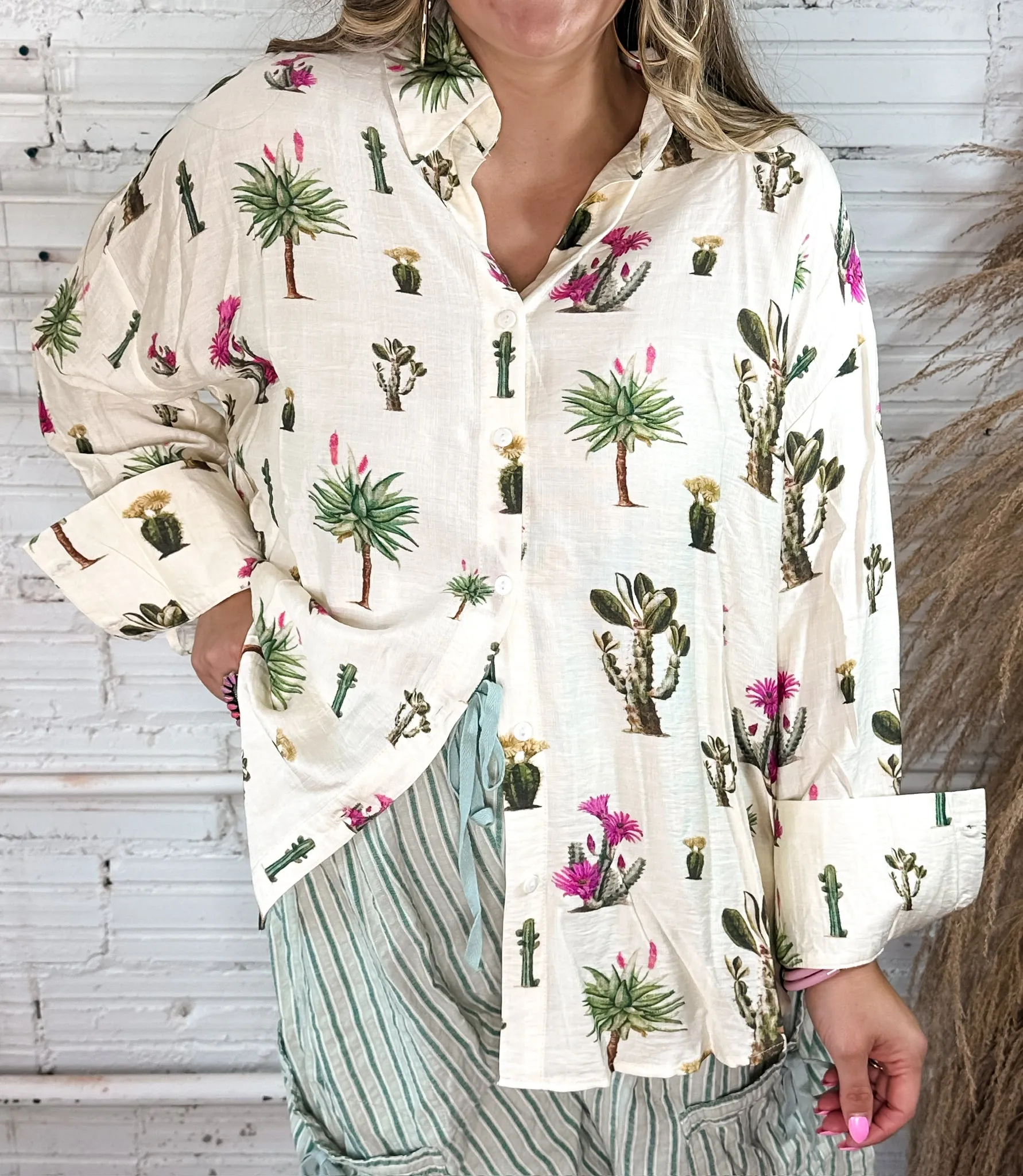 Cactus Lover Button Down Top