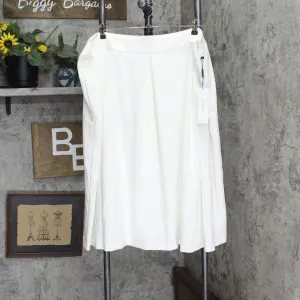 Calvin Klein Womens Plus Pleated Below Knee Midi Skirt X02SC533 Ivory White 22W