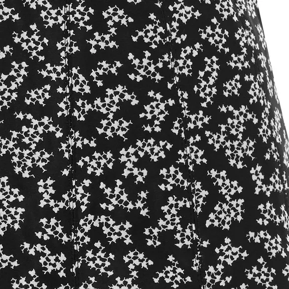 Carven Black white floral print mini pleated A-Line skirt sz 4