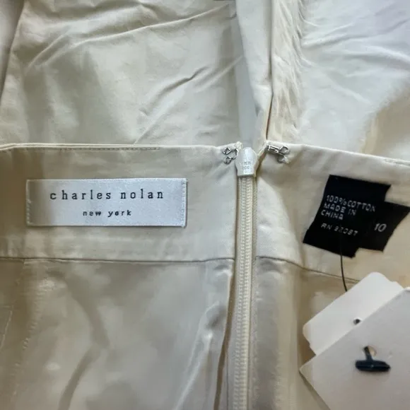 Charles Nolan Pleated Skirt Beige and White Size 10