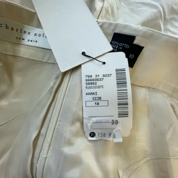 Charles Nolan Pleated Skirt Beige and White Size 10