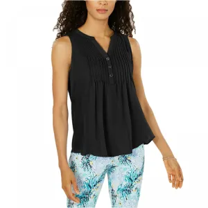 Charter Club Women's Sleeveless Pintuck Blouse
