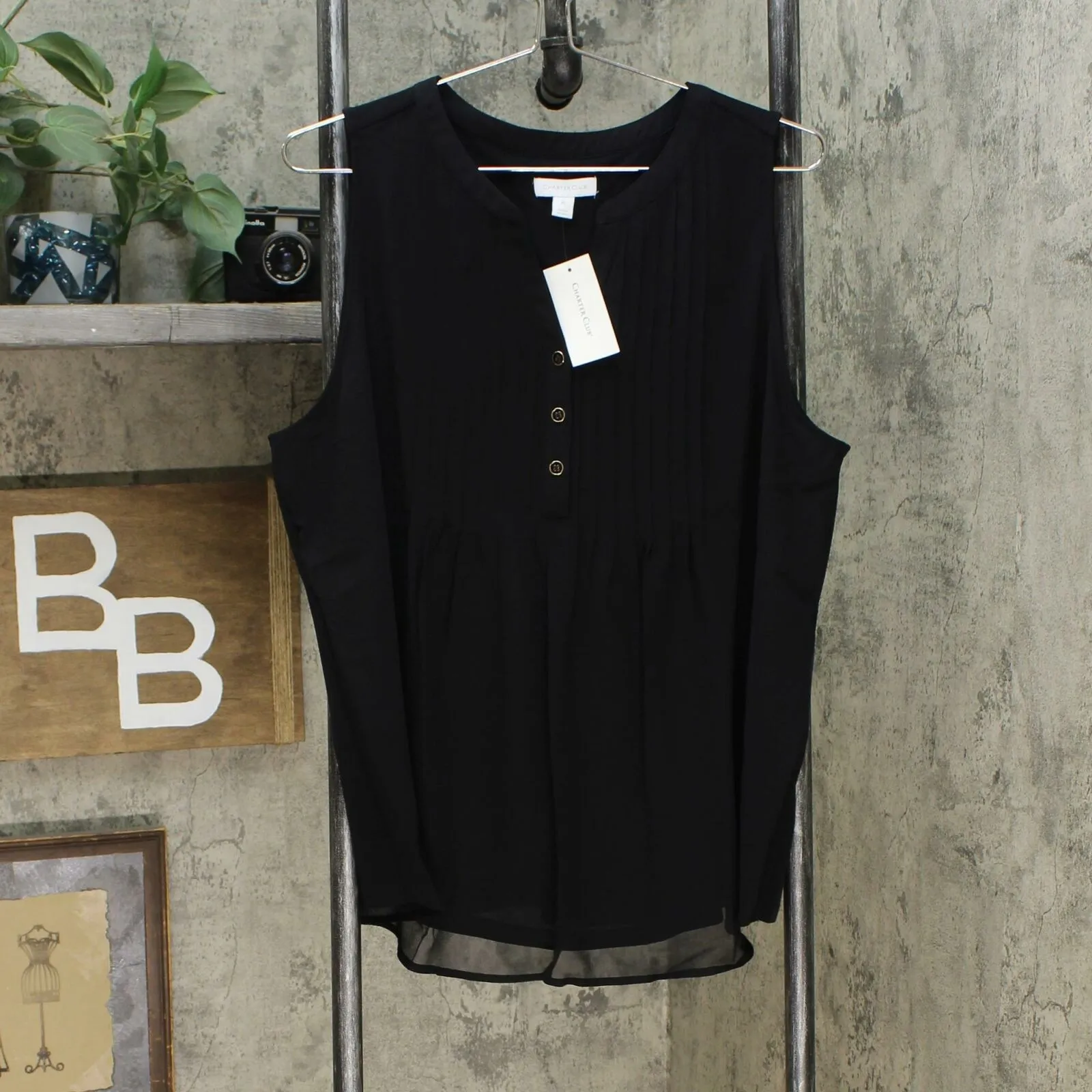 Charter Club Women's Sleeveless Pintuck Blouse