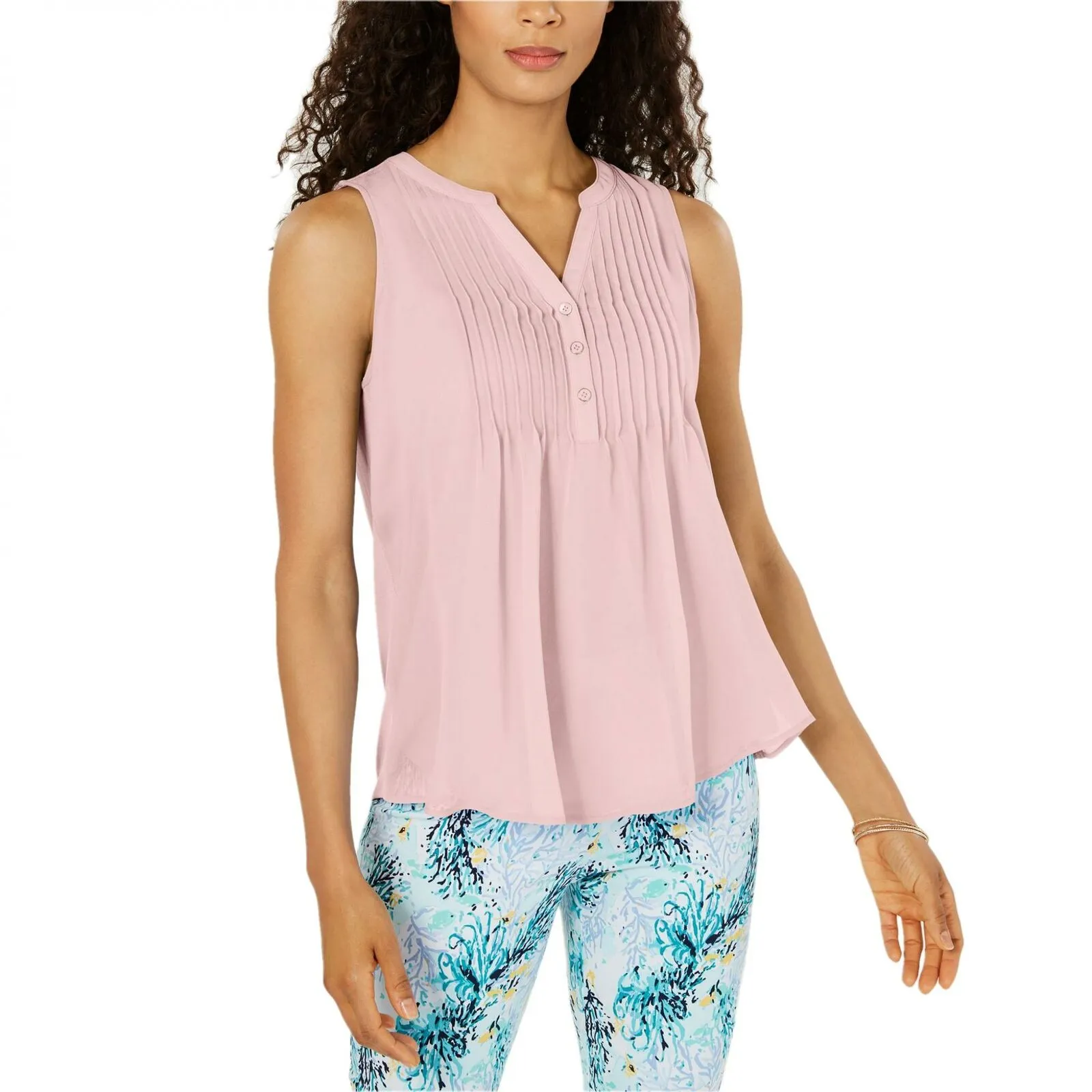 Charter Club Women's Sleeveless Pintuck Blouse