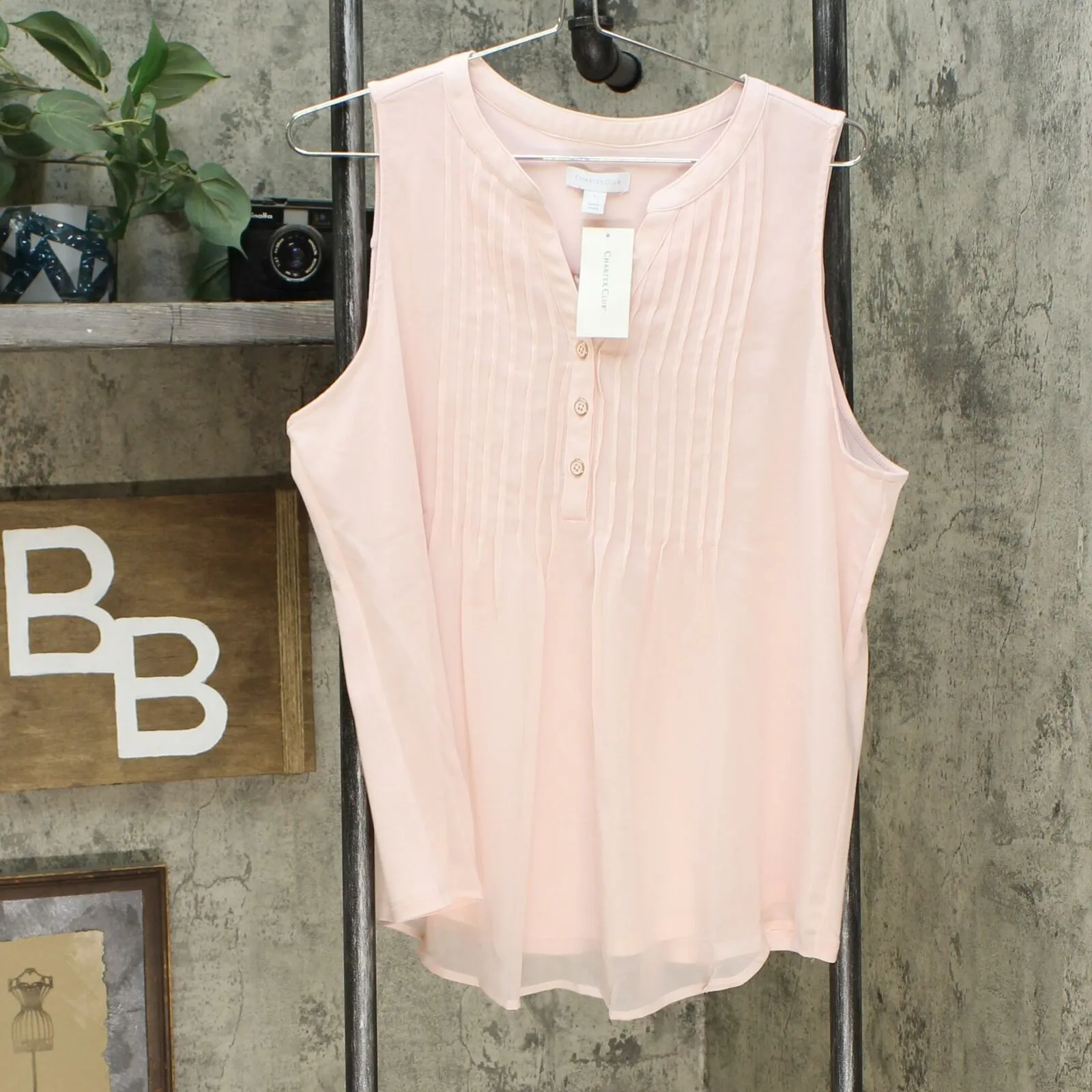 Charter Club Women's Sleeveless Pintuck Blouse