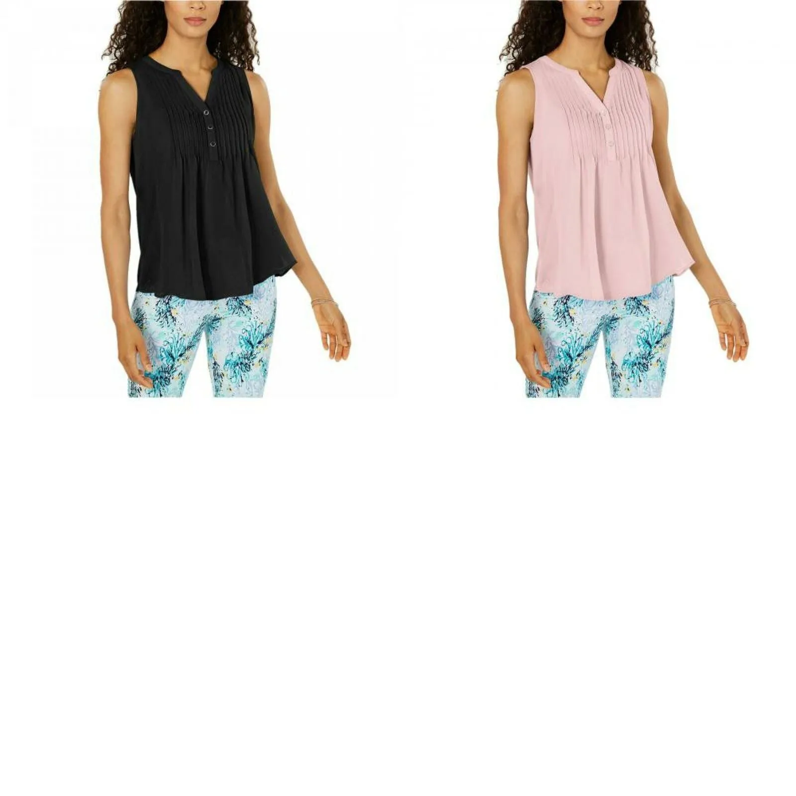 Charter Club Women's Sleeveless Pintuck Blouse