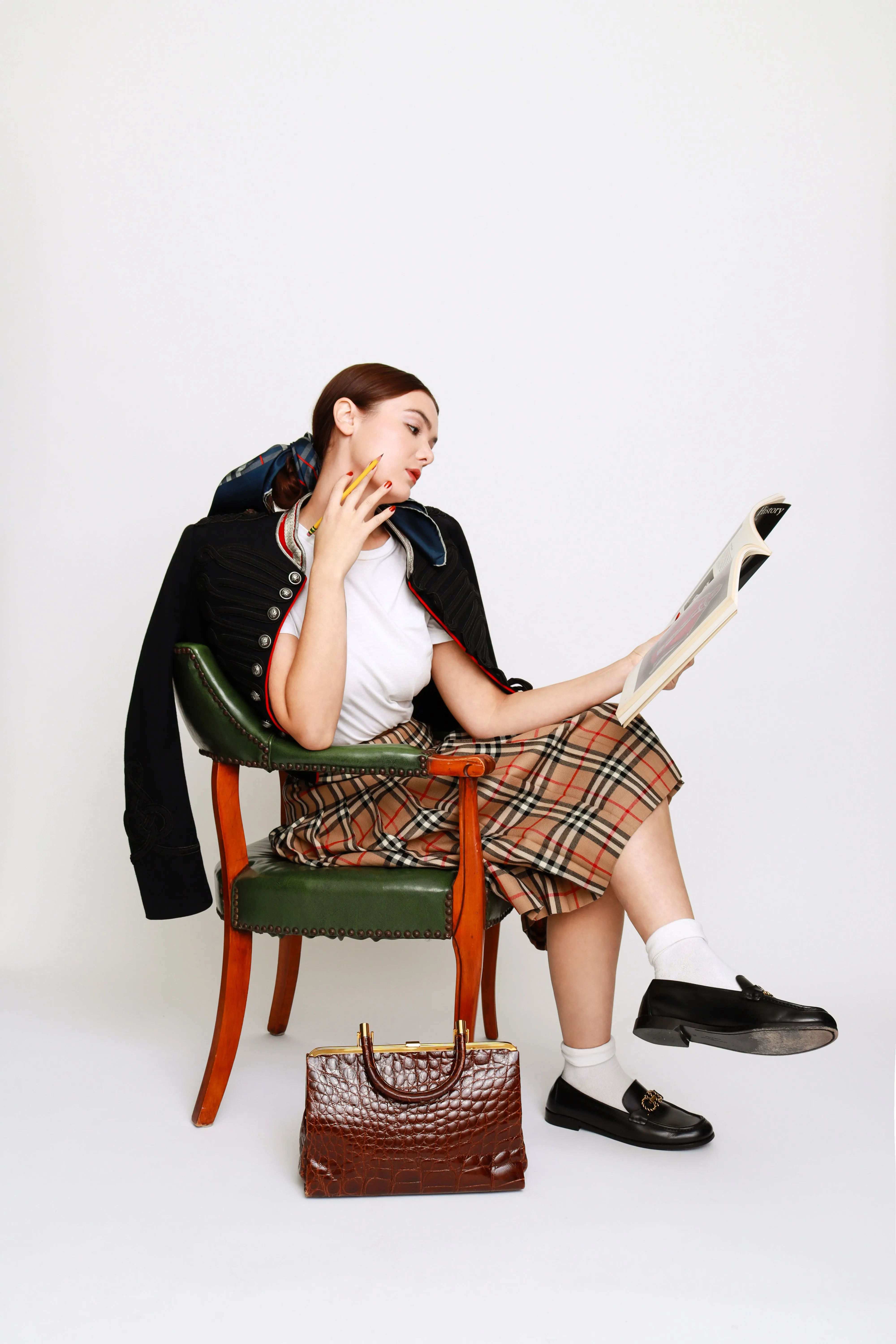 Check Plaid Pleated Skirt