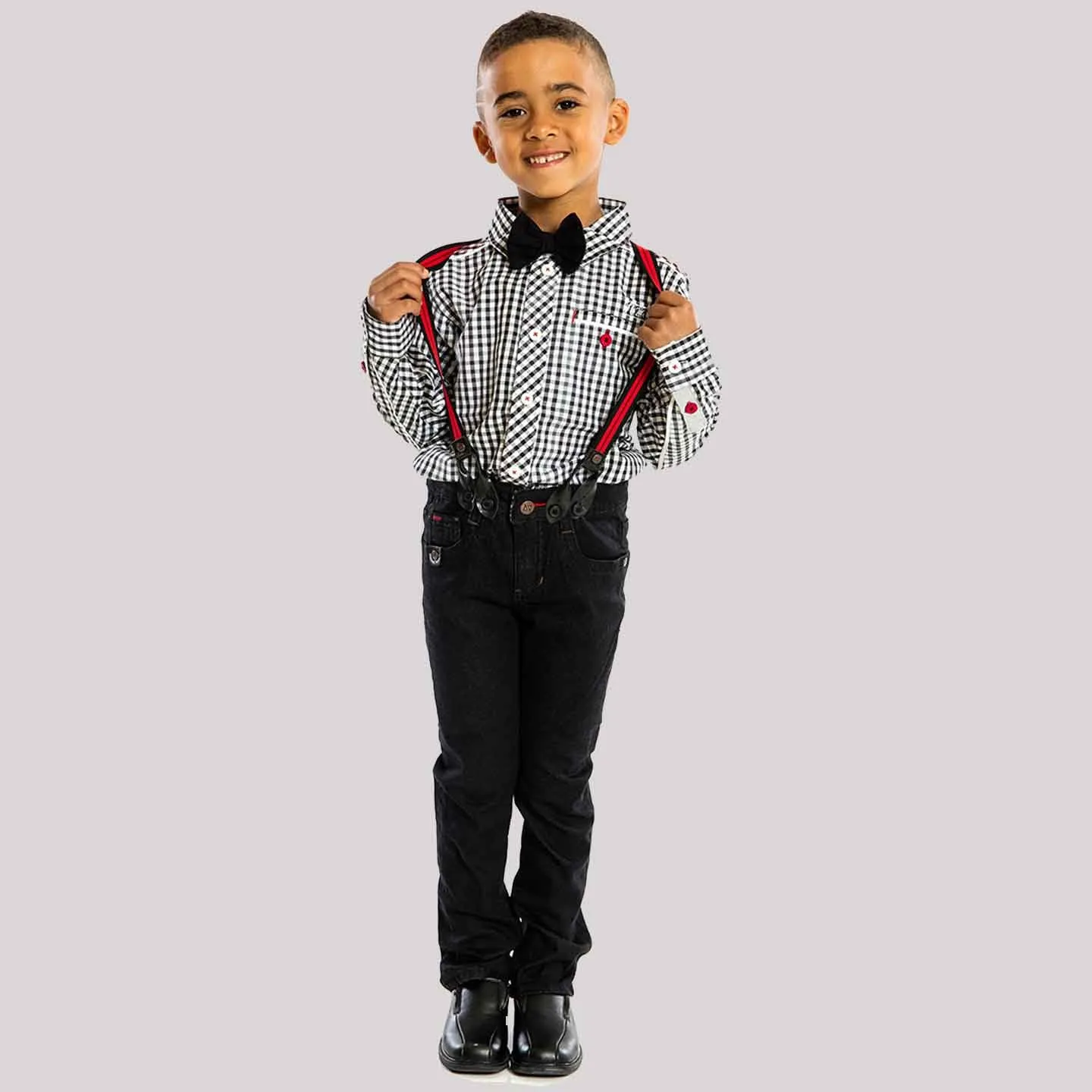Check Shirt and Tie with Pants