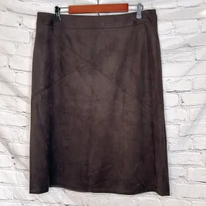 Chico’s Brown Suede-Like Midi Skirt Size 14 Brand New With Tags