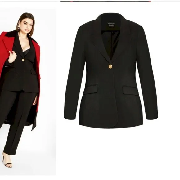 City Chic Black Kara Jacket Blazer Size 12 New NWT