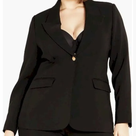 City Chic Black Kara Jacket Blazer Size 12 New NWT