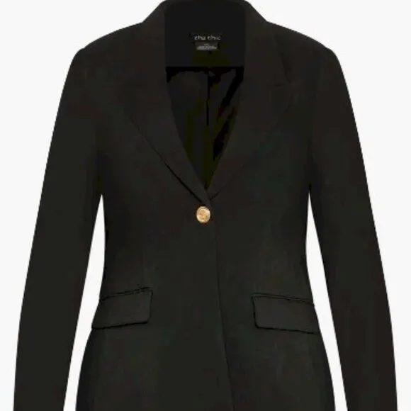 City Chic Black Kara Jacket Blazer Size 12 New NWT
