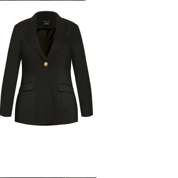 City Chic Black Kara Jacket Blazer Size 12 New NWT