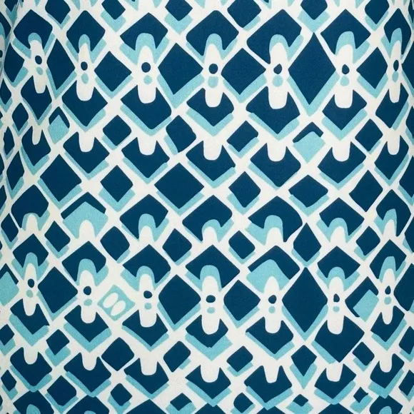 CK BRADLEY NAVY/ WHITE/ AQUA 3/4 SLEEVED SHIFT DRESS SIZE XS