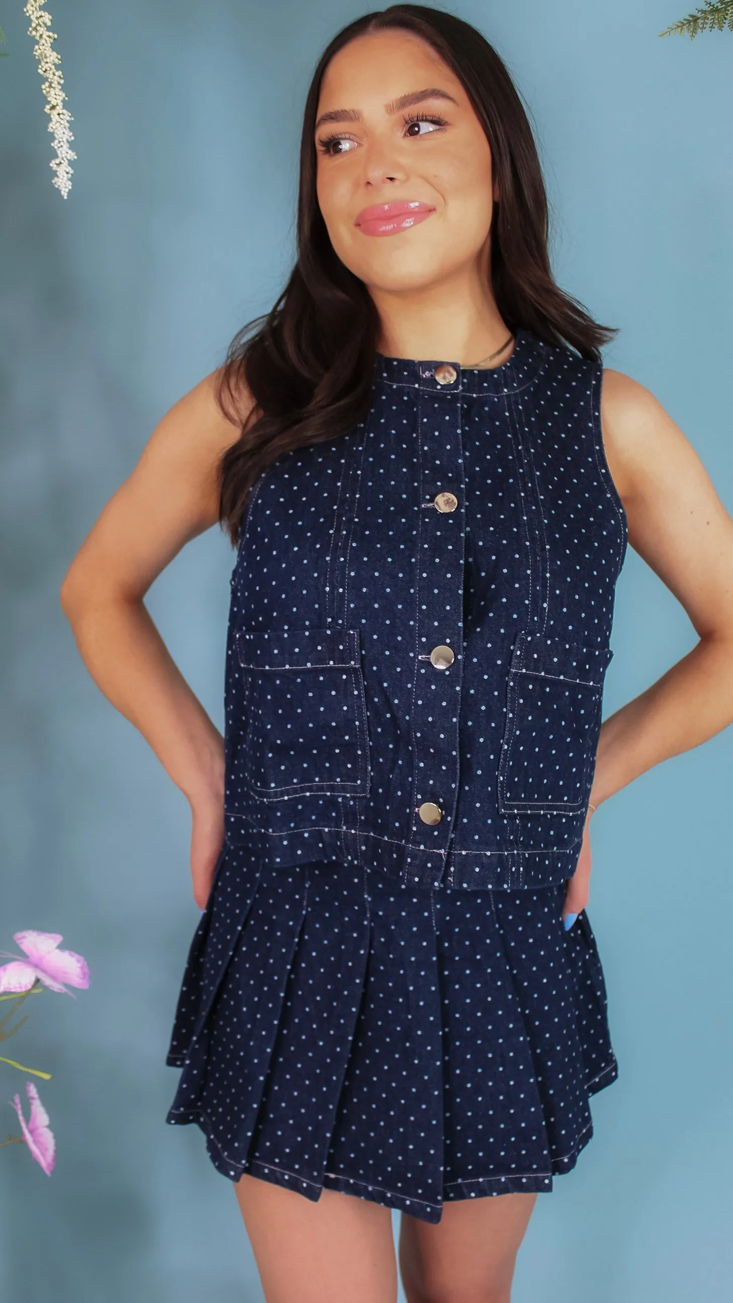 Clara Denim Dot Mini Skirt