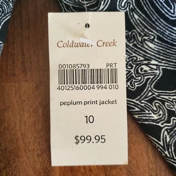 Coldwater Creek Peplum Jacket Size 10