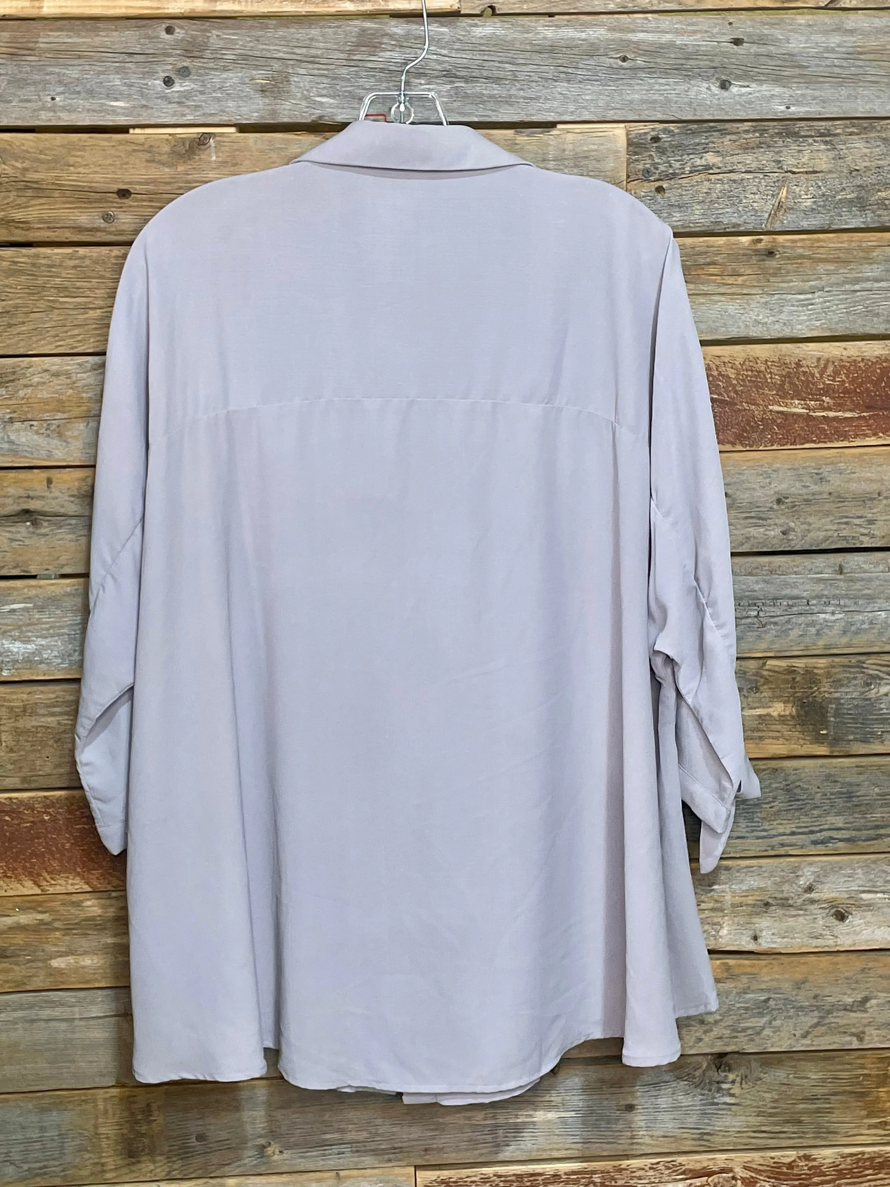 Collared Tie Sleeve Blouse - Grey