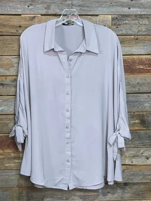 Collared Tie Sleeve Blouse - Grey