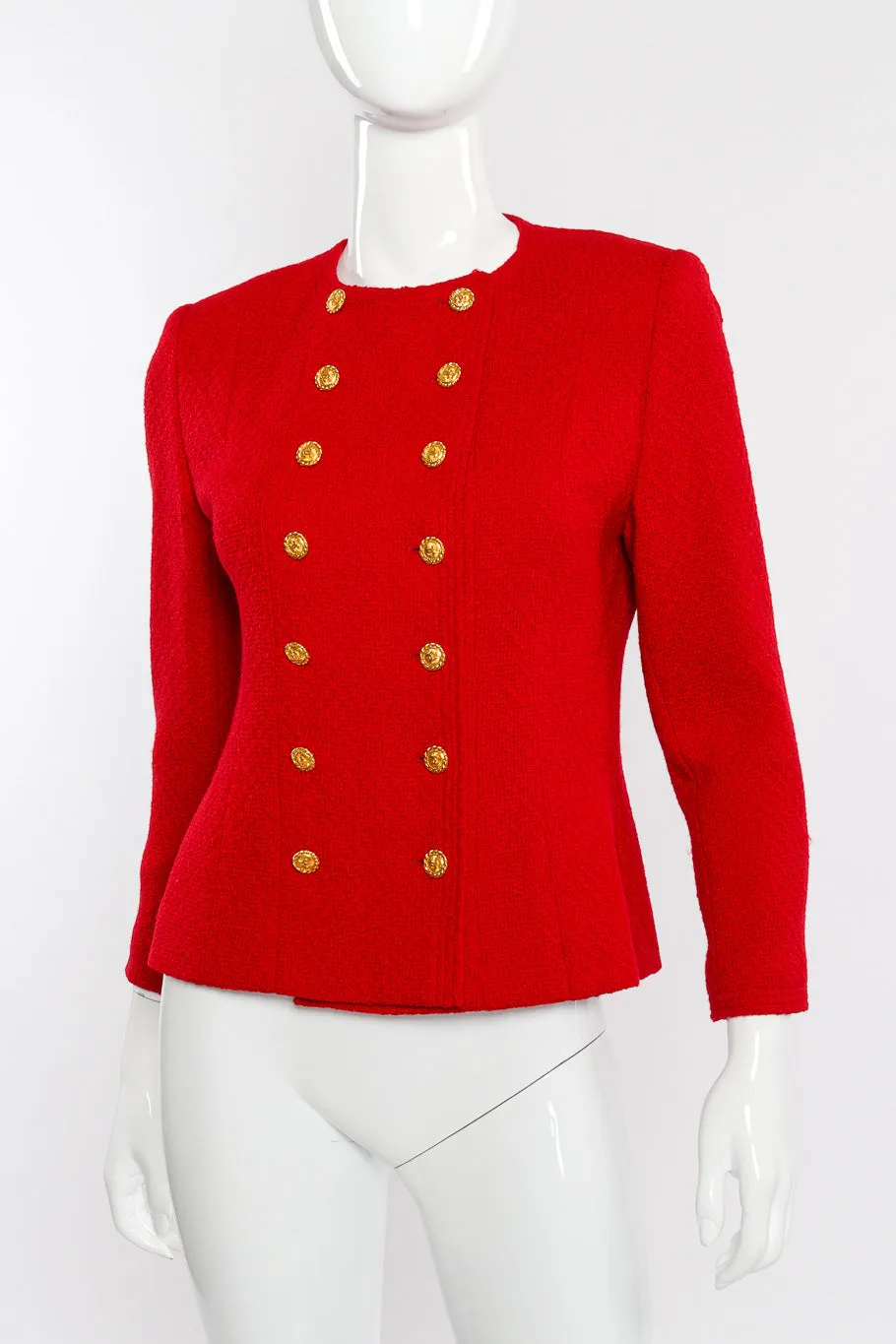 Collarless Double Breasted Jacket