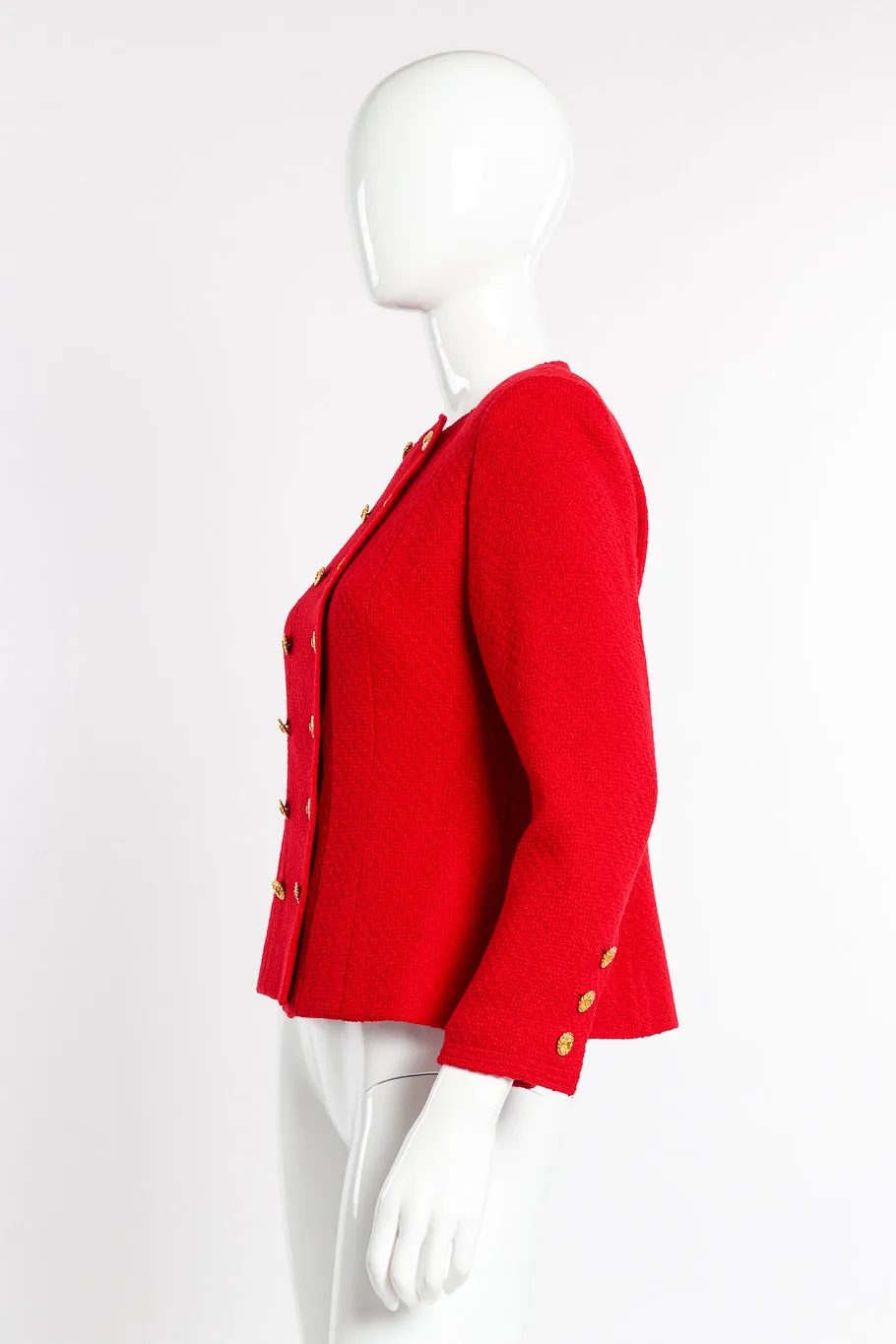 Collarless Double Breasted Jacket