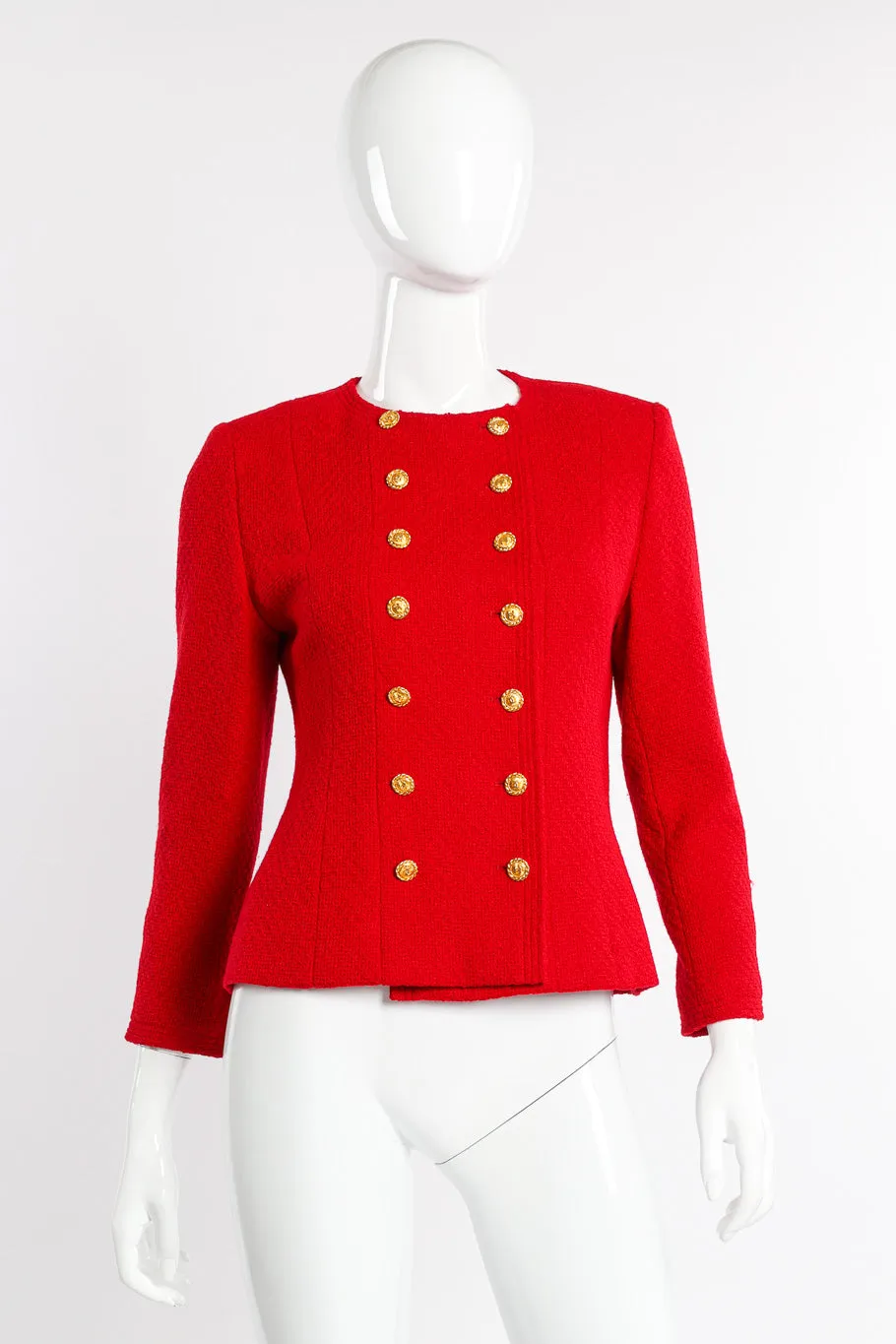 Collarless Double Breasted Jacket