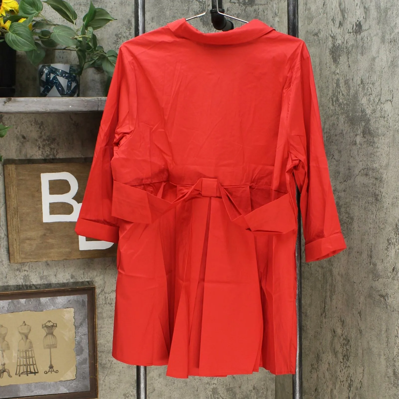 Colleen Lopez Women's Plus Size Bow Back Button Down Blouse