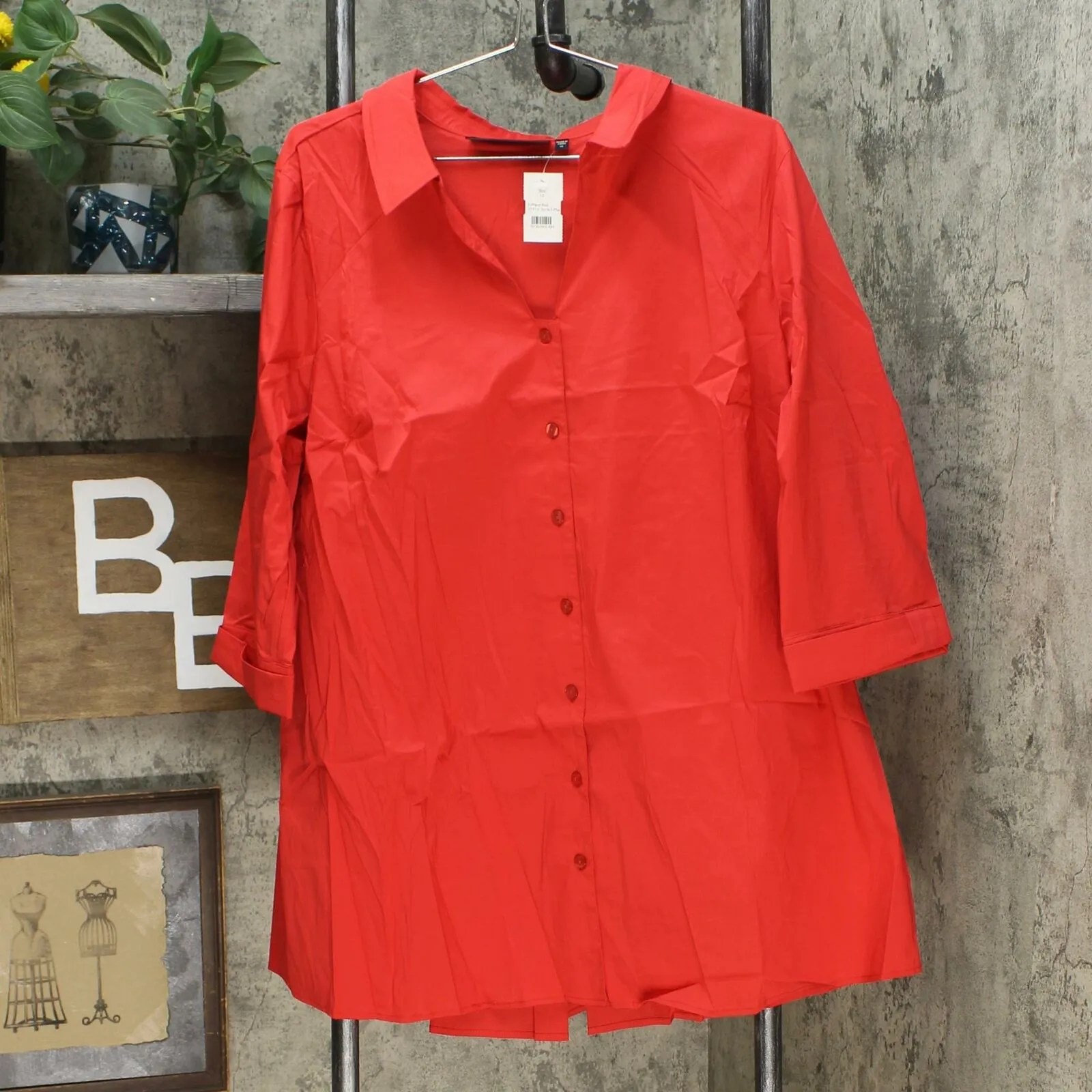 Colleen Lopez Women's Plus Size Bow Back Button Down Blouse