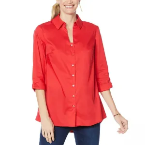 Colleen Lopez Women's Plus Size Bow Back Button Down Blouse