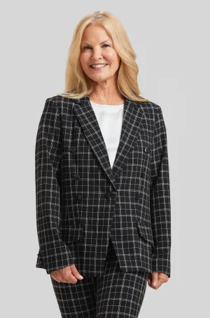 Copenhagen Windowpane Steely 1 Button Jacket- FINAL SALE
