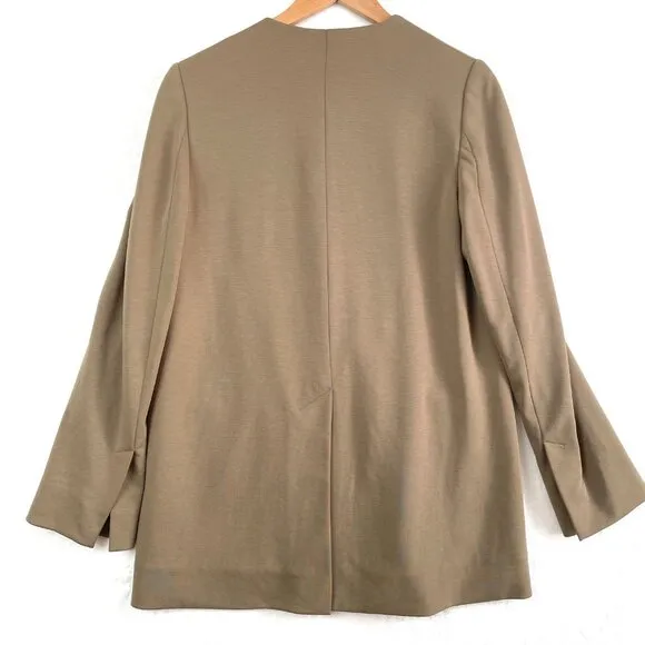 COS Jacket Womens XS Taupe/Brown Oversized Lined Jersey Blazer Collarless