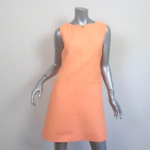 Courreges Sleeveless Mini Shift Dress Peach Wool-Blend Size 6