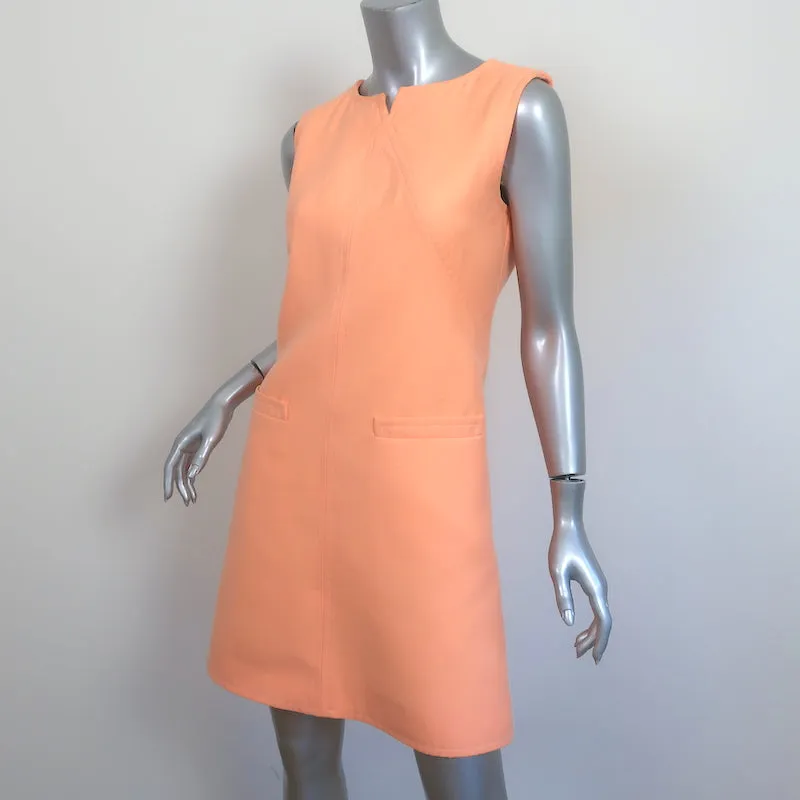 Courreges Sleeveless Mini Shift Dress Peach Wool-Blend Size 6
