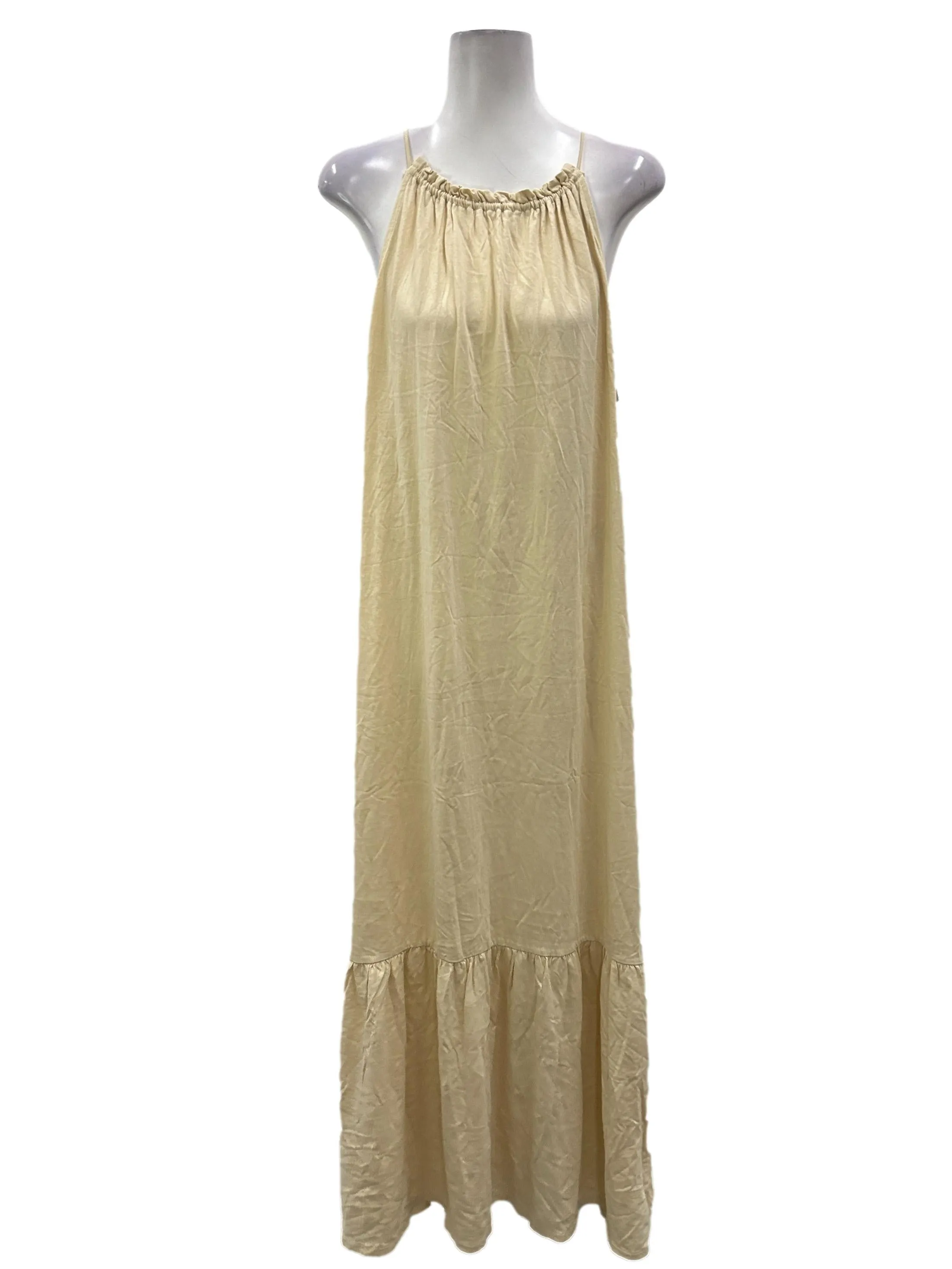 Cream Halter Jersey Dress
