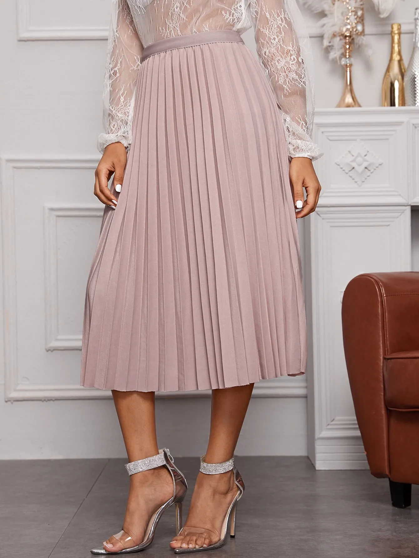 Crepe Pleated Skirt