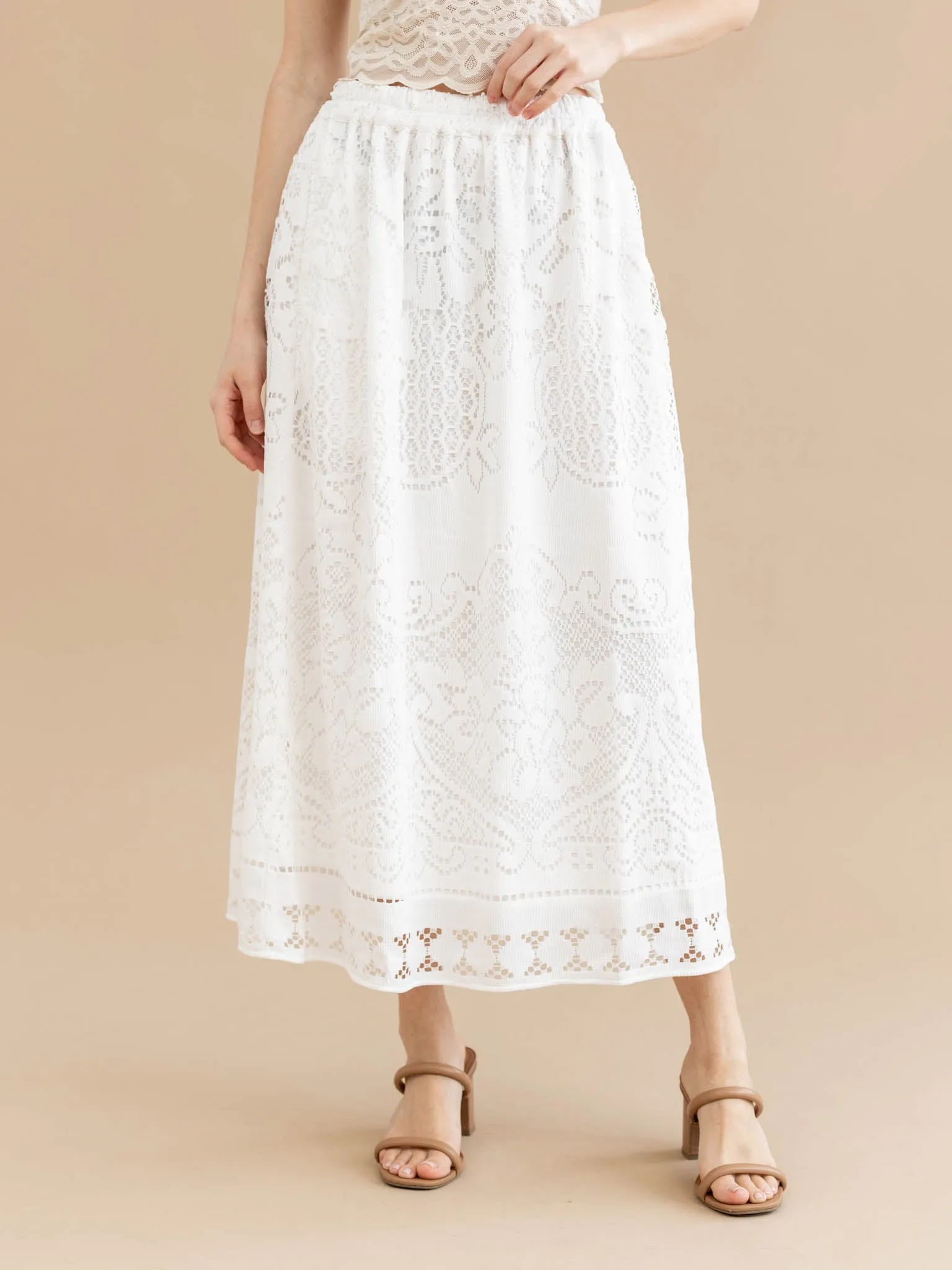 Current Air Elastic Waist Midi Skirt