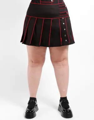 CURVE BAND PLEATED SKIRT RED