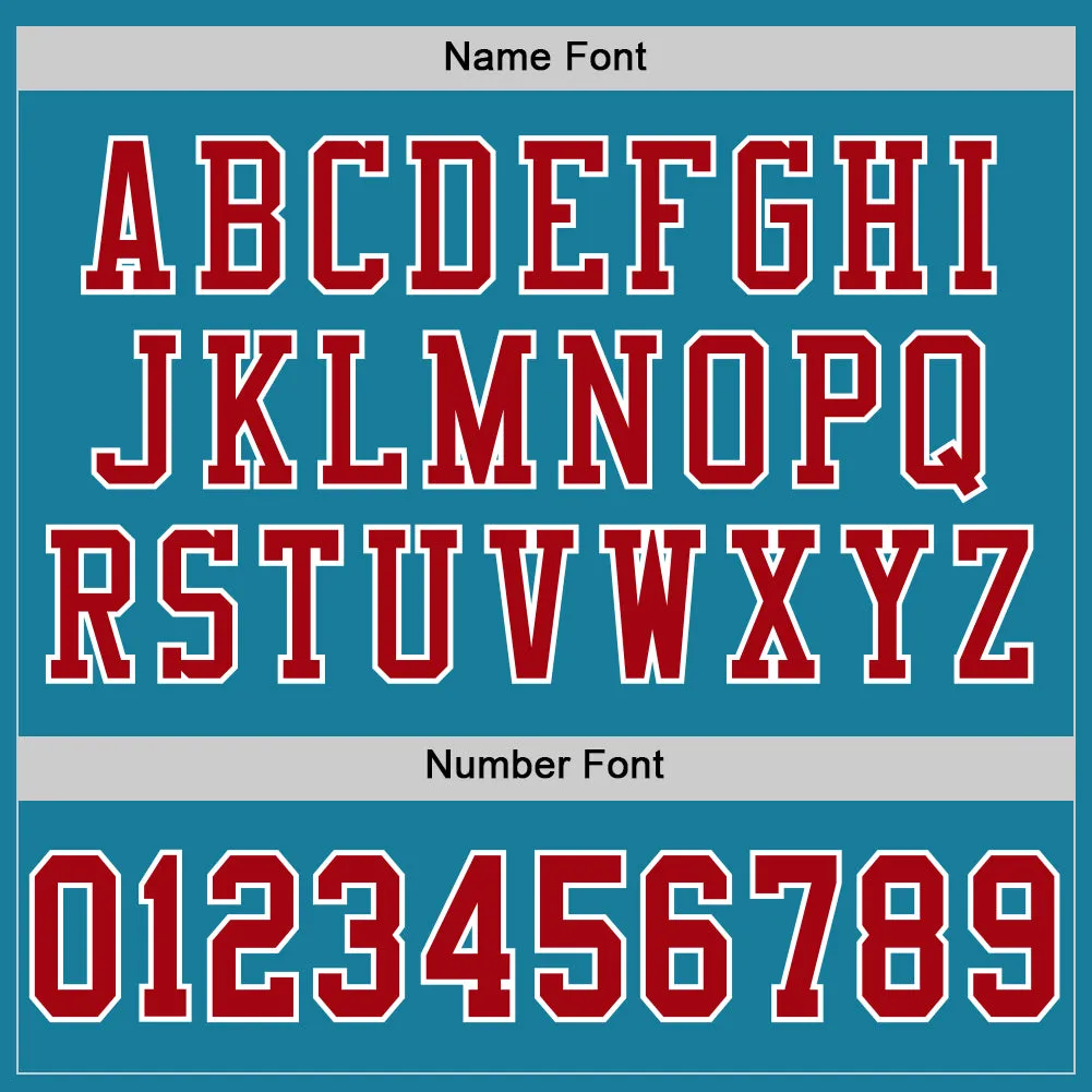 Custom Panther Blue Red-White Mesh Authentic Football Jersey