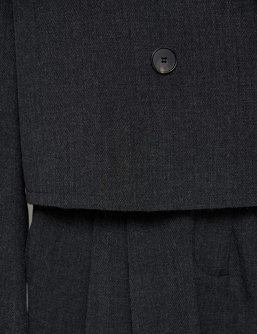 Dani Cropped Boxy Blazer in Charcoal